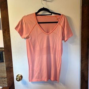 lululemon orange v-neck swiftly tech